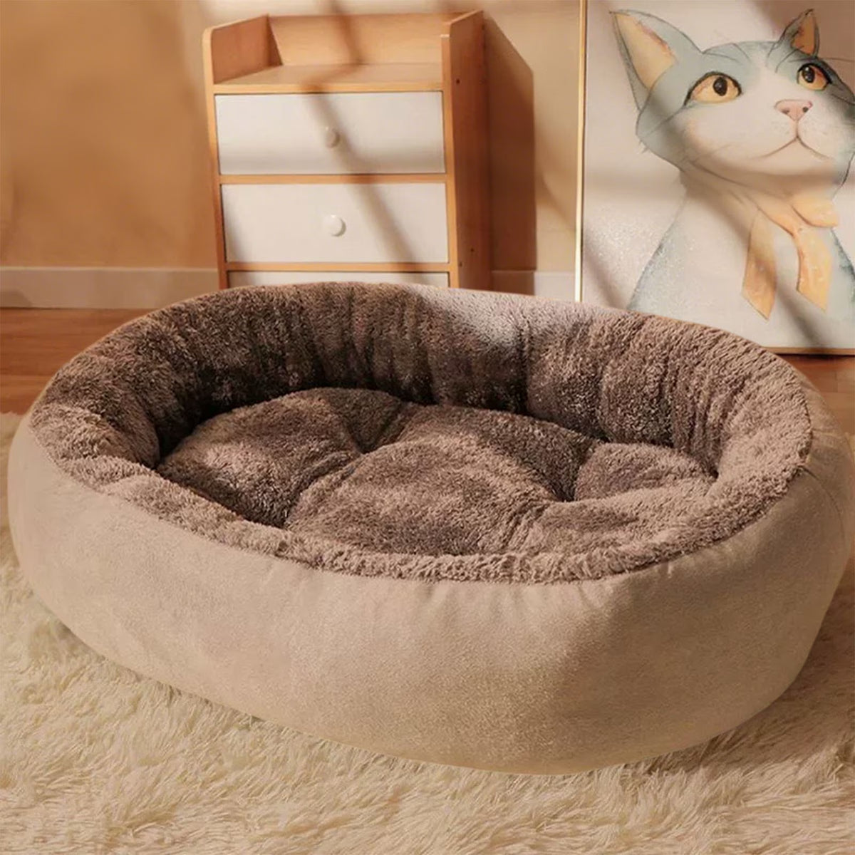 PALIFEUR Small Dog Bed for Puppy&Cat, Comfort Warmth Dog Bed, Thickened Soft Dog Beds with Cozy Sleeping, Washable Dog Bed Velvet Cover, Indoor, Gray(19.69"X15.75")