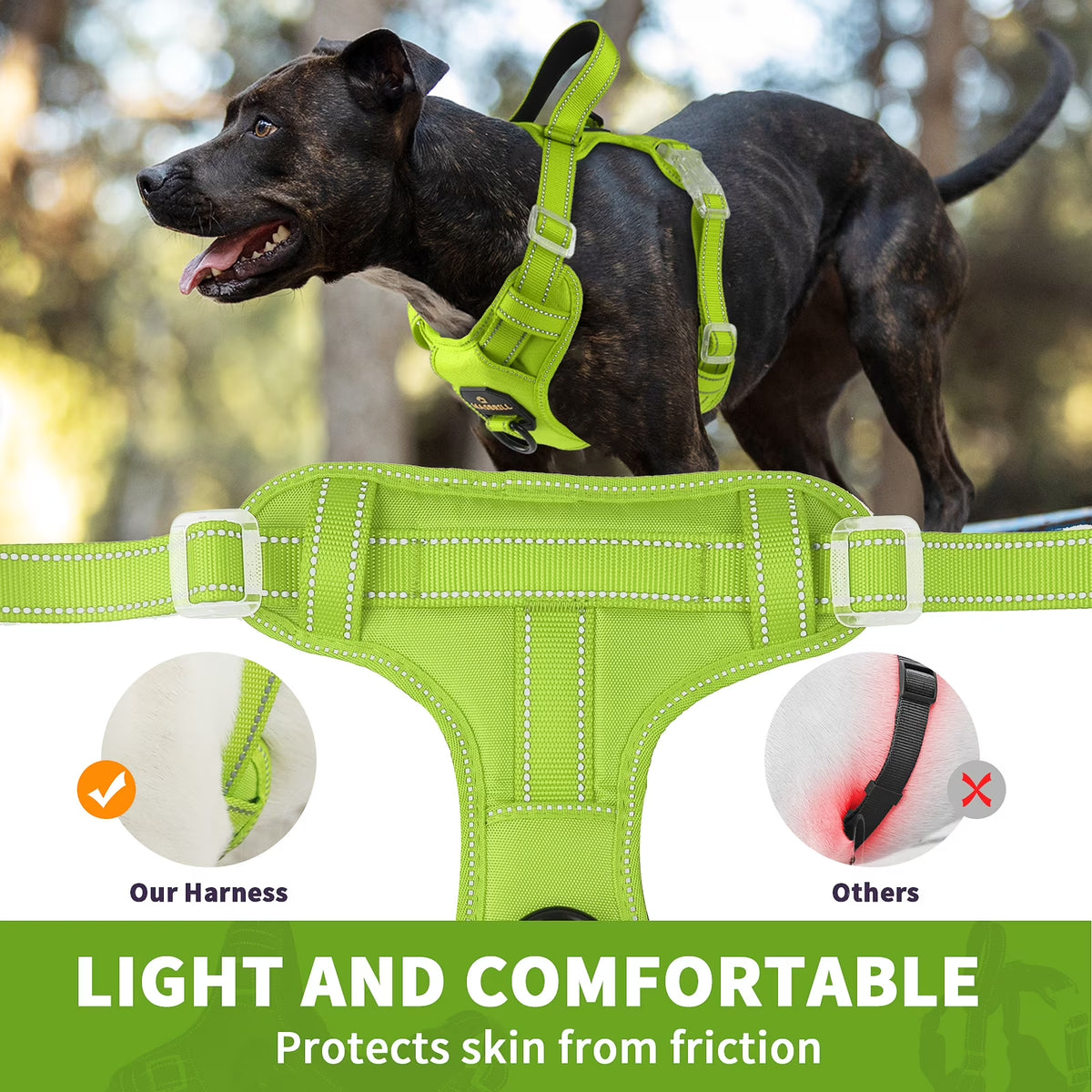Reflective Dog Harness No Pull Dog Vest Harness with Handle,No Choke Adjustable Soft Padded Pet Vest for Small Dogs,Green Dog Galters