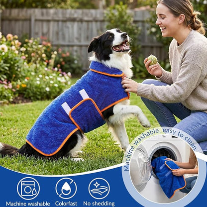 Super Absorbent Dog Bathrobe – Dark Blue, XL