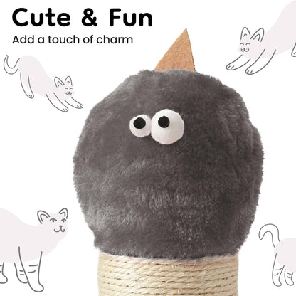Cat Scratching Post 22'', Scratching Post with Extra Wide 12" Heavy Duty Base for Indoor Kitty, Scratching Post with Natural Sisal & Velvet Fabric for Small, Medium Cat, Grey