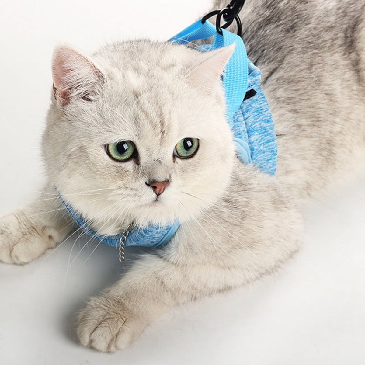 Cat Harness and Leash for Walking, Escape Proof Soft Adjustable Vest Harnesses for Cats, Easy Control Breathable Jacket, Blue, (L) for 10-15.5 Lb Cat