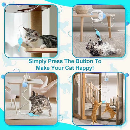 Interactive Pet Toy for Indoor Cats, Door Frame Hanging Cat Toy,Door Hanging Auto-Rebound Cat Toy, Retractable Kitten Teaser with 3 Catnip Mice