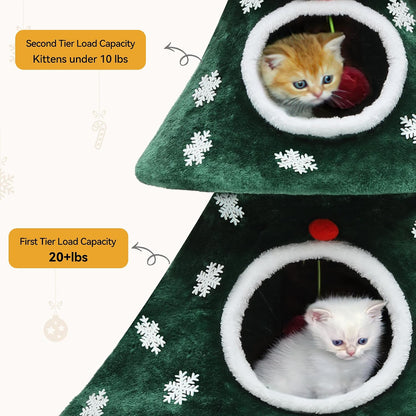 52" Christmas Cat Tree with 2-Storey House