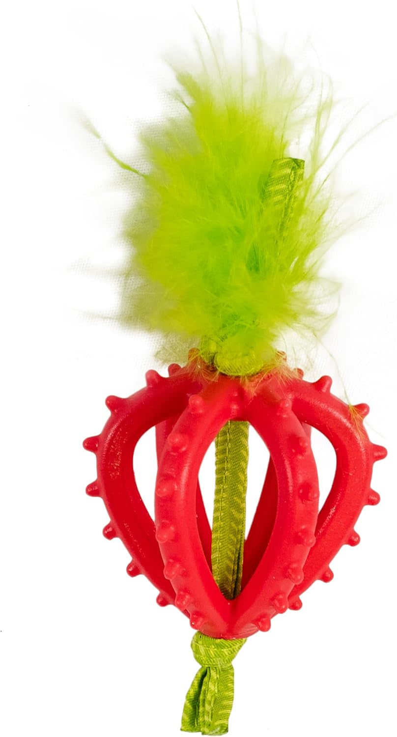 Dental Strawberry Teether Cat Chew Toy with Catnip, 4"