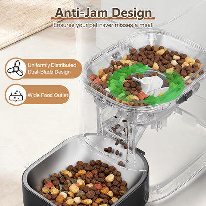 Automatic Cat Feeder with Camera, 5G Wifi Smart Food Dispenser, APP Remote Control, Timed Portion Feeding, Large Capacity Dog Cat Automatic Feeder, Black