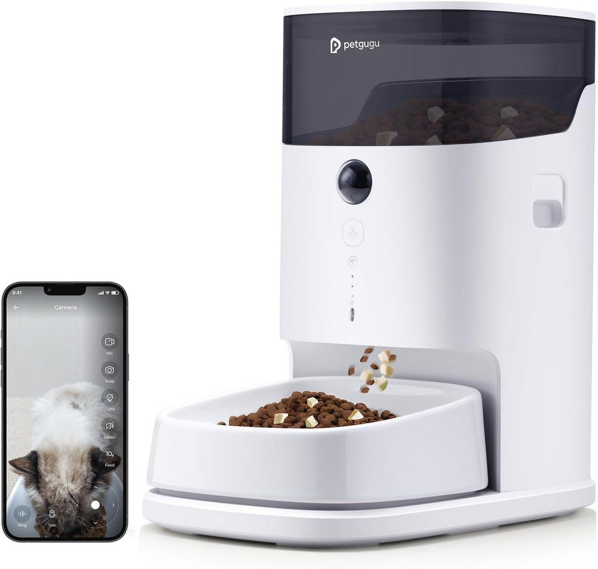 Automatic Cat Feeder, 3.5L Cat Food Bowl Dispenser with Night Vision Camera