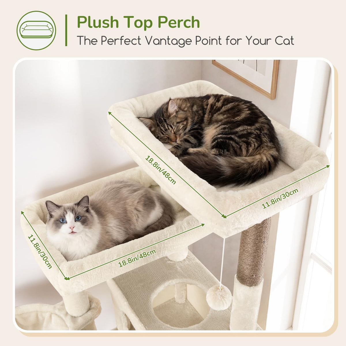 Tall Cat Tower Extra Large Cat Tree House, S77D, Beige