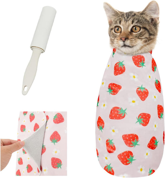 Cat Grooming Wrap for Nail Trimming, Self-Adherent Calm Cat Swaddle