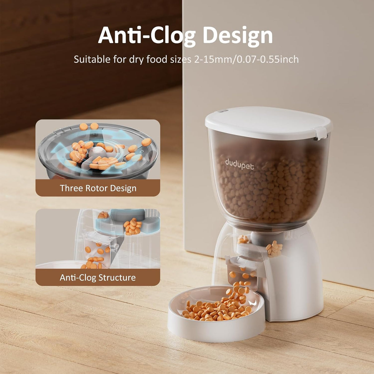 Automatic Cat Feeder with Wifi, Timed Cat Dry Food Dispenser for Cats Dog