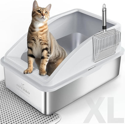 Stainless Steel Litter Box | XL Enclosed Cat Litter Boxes with Lid