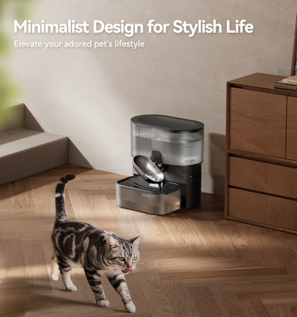 Smart Pet Water Fountain No Filter Needed, 3.5L/118Oz Wireless Cat Water Fountain with Stainless Steel Bowl,Rechargeable Automatic Water Dispenser for Cats and Kitten, Black