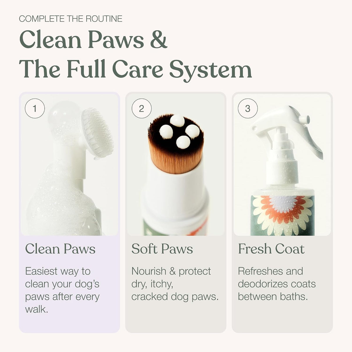 Dog Paw Cleaner, Clean Paws, No Rinse Foam Cleaner with Brush, 5 Fl Oz |  Dog Paw Washer, Fragrance Free, Ph Balanced, Waterless, Foaming Washer with Silicone Brush, Pet Cleaning Supplies