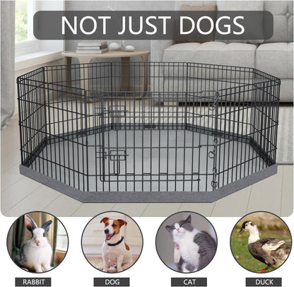 Foldable Metal Dog Exercise Pen/Pet Puppy Playpen Kennels Yard Fence Indoor/Outdoor 8 Panel 24" W X 24" H with Bottom Pad (With Bottom Pad, 8 Panels 24" H)