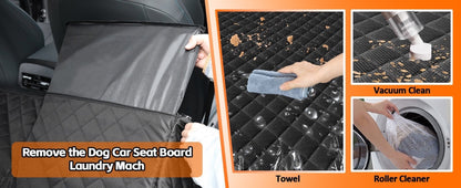 Back Seat Extender for Dogs, 68" X 52" Hard Bottom Waterproof Cover, Black