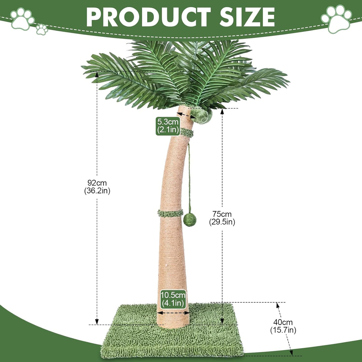 Palm Tree Cat Scratching Post with 19 Interactive Balls, Natural Sisal Rope Cat Scratchers for Indoor Cats, Multi-Combinable (Style a & B & C & D)