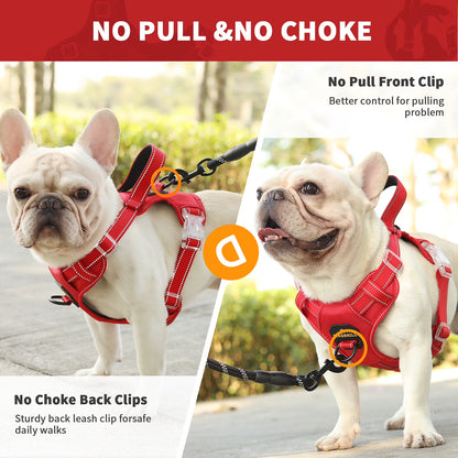 Reflective Dog Harness No Pull Dog Vest Harness with Handle,No Choke Adjustable Soft Padded Pet Vest for Small Dogs,Red Dog Galters
