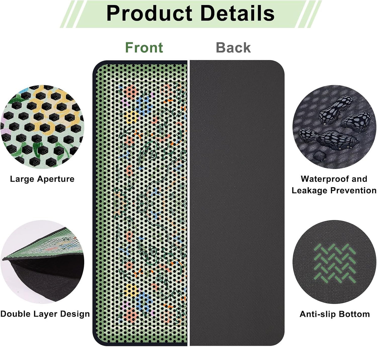 Cat Litter Mat 26.8"X46.5" Double Layer Waterproof Litter Box Mat Washable Litter Trapping Mat
