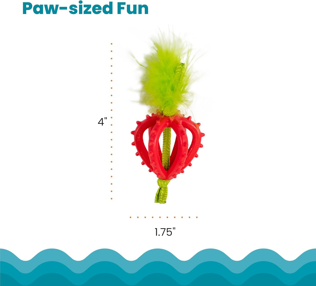 Dental Strawberry Teether Cat Chew Toy with Catnip, 4"