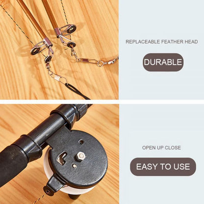 Cat Fishing Pole Toy, Retractable Wand Cat Toy with Reel, Cat Fishing Rod & Feather Toy, Interactive Cat Teaser Wand Toy for Indoor Cats Random Color 1PC