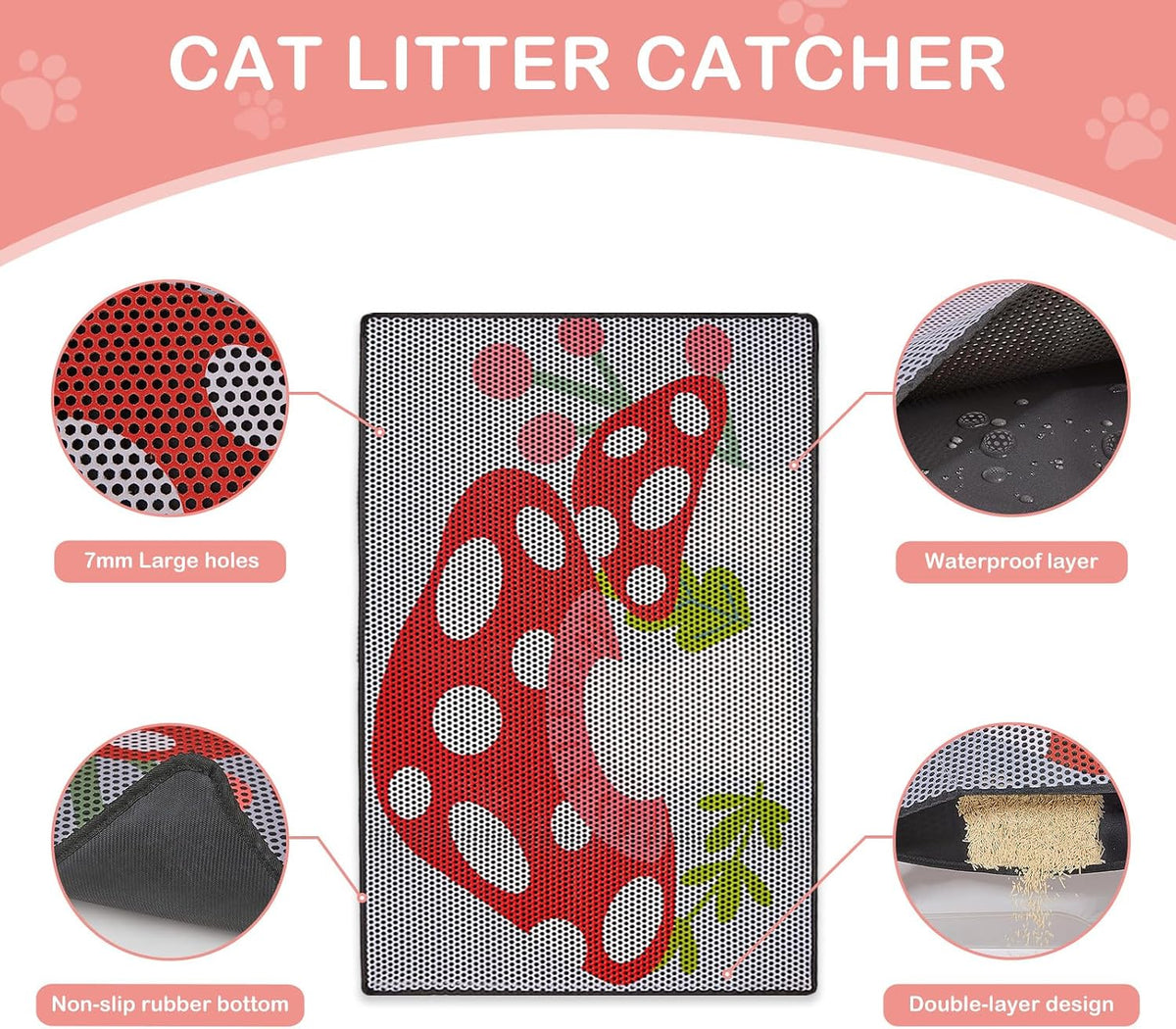 Cat Litter Mat, Double Layer 30"X24" Cat Litter Trapping Mat