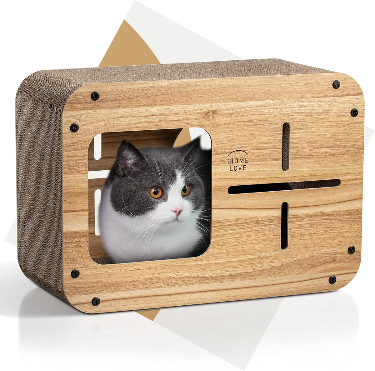 Cat Scratcher Lounge, Cat Scratching Lounger Cardboard, Cat Scratcher Box with Hole for Indoor Kitten Grinding Claws, Sisal Cat Scratcher Furniture Protector