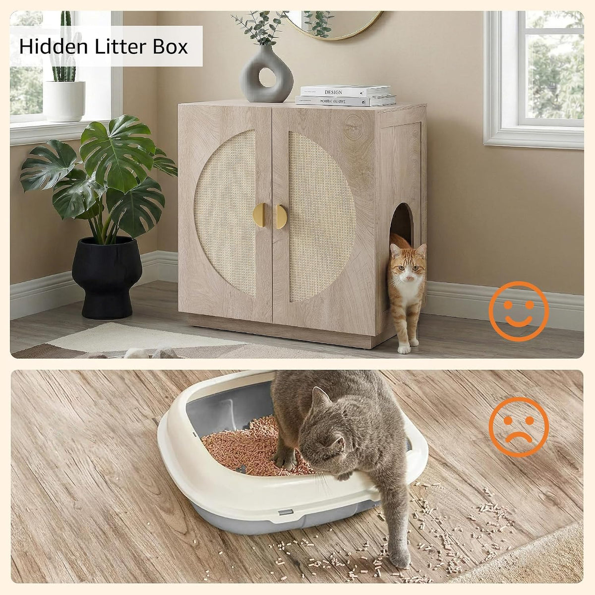 Tall Cat Litter Box Enclosure for Tall or Top Entry Litter Box