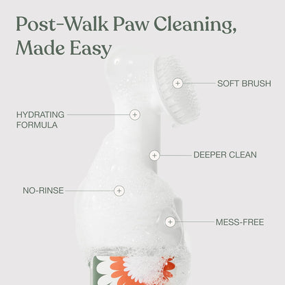 Dog Paw Cleaner, Clean Paws, No Rinse Foam Cleaner with Brush, 5 Fl Oz |  Dog Paw Washer, Fragrance Free, Ph Balanced, Waterless, Foaming Washer with Silicone Brush, Pet Cleaning Supplies