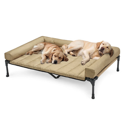 Cooling Elevated Dog Bed + Waterproof Removable Pillow-Top Mat, Xxlarge, Beige Coffee