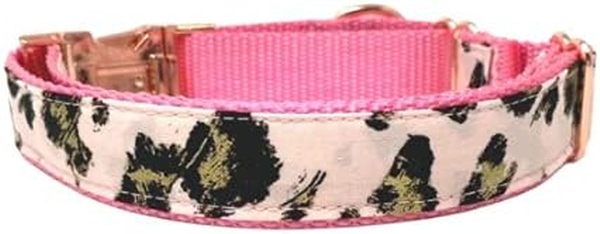 Pink Dog Collar, Leopard Print, Martingale with Buckle, Rose Gold, Gold, Black, Bling, Sparkly, Fancy, Puppy Collar, Training Collar, Choker, Greyhound (S 34 W X 11-15)