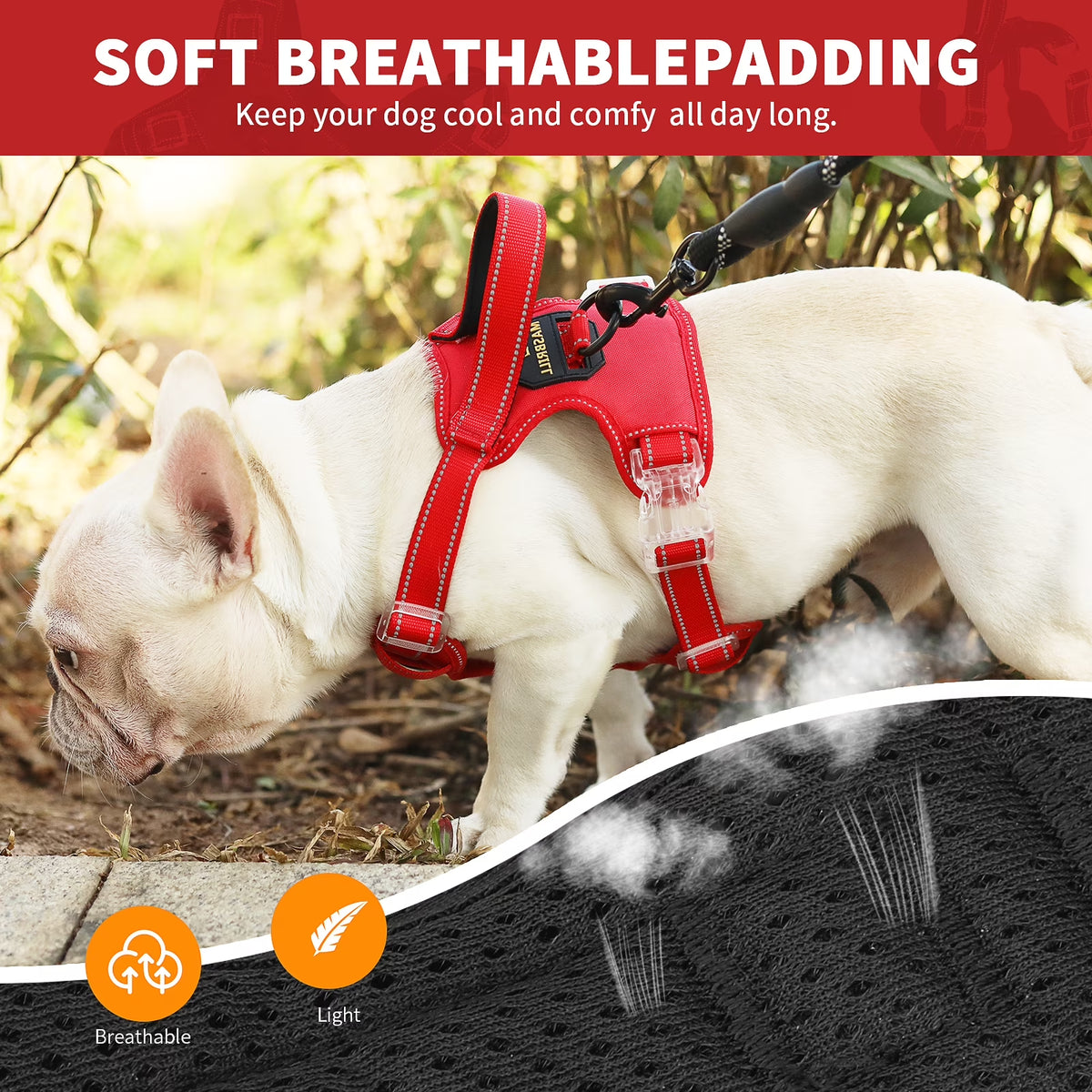 Reflective Dog Harness No Pull Dog Vest Harness with Handle,No Choke Adjustable Soft Padded Pet Vest for Small Dogs,Red Dog Galters