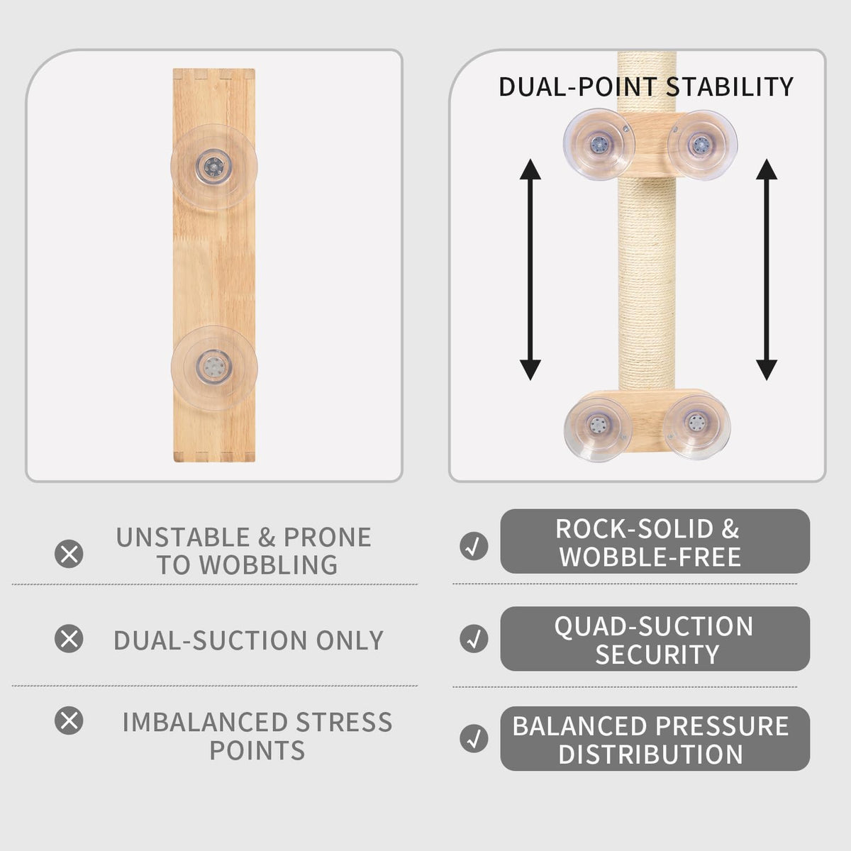 Sisal Cat Wall Scratcher Post with 4 Suction Cups 32" Tall