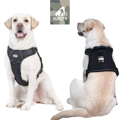 Dog Harness for Large Dogs No Pull, Adjustable Dog Vest Harness, Large Dog Harness with Durable Handle, Reflective Soft Padded Dog Vest Harness for Running Walking, Black