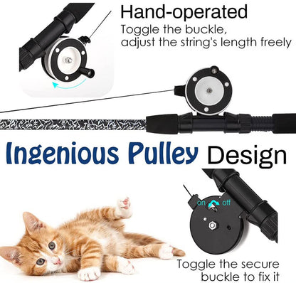 Cat Wand Toy, 4 Pack Feather Cat Toy,Dragonfly with Bells, Fun for Cat Kitty Toy,Green