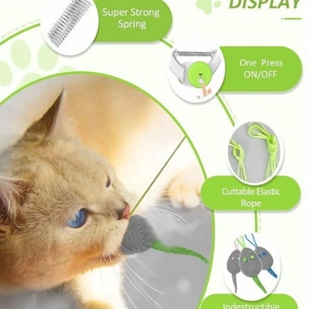 Interactive Pet Toy for Indoor Cats, Door Frame Hanging Cat Toy,Door Hanging Auto-Rebound Cat Toy, Retractable Kitten Teaser with 3 Catnip Mice