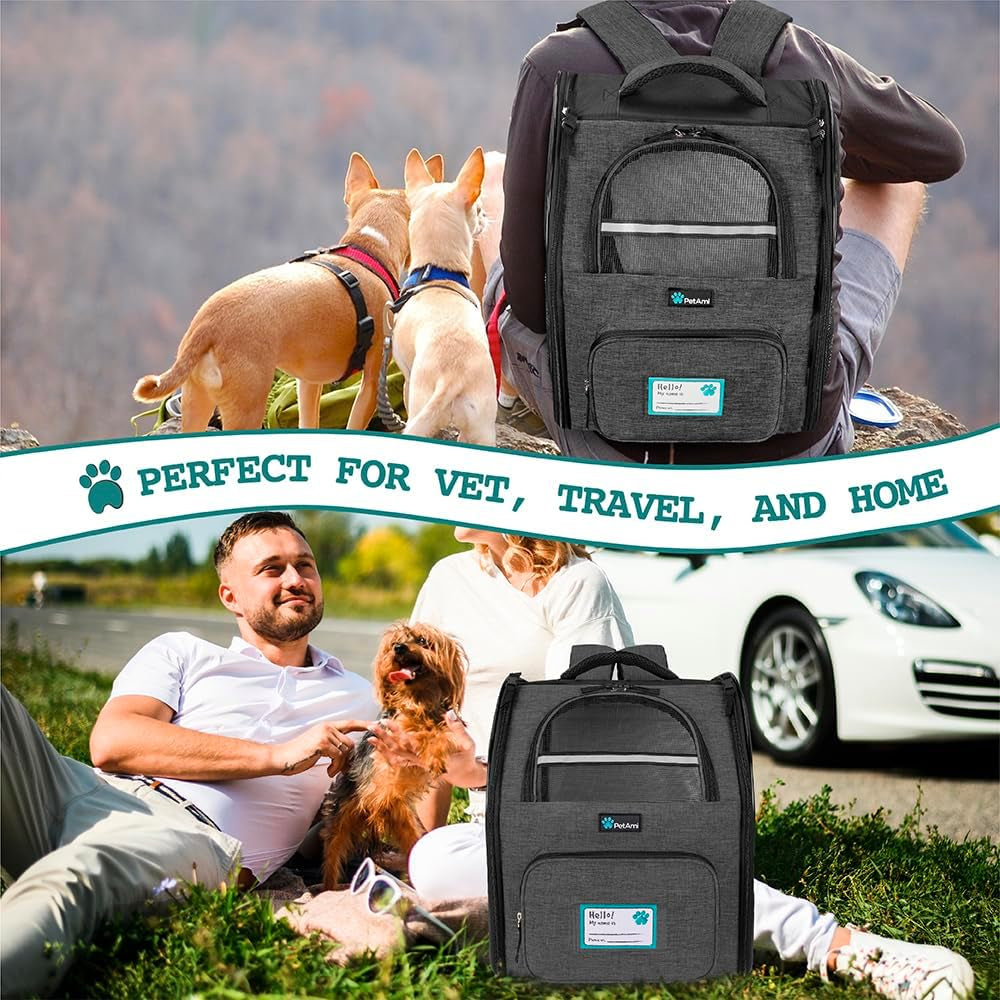 Dog Backpack Carrier Airline Approved Cat Pet Puppy Bag, Charcoal