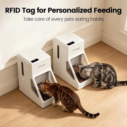 RFID Automatic Cat Feeder with Collar Tag, App Controlled Smart Pet Feeder, 3.5L Timed Automatic Dog & Cat Food Dispenser, Portion Control, Pet Exclusive Feeding
