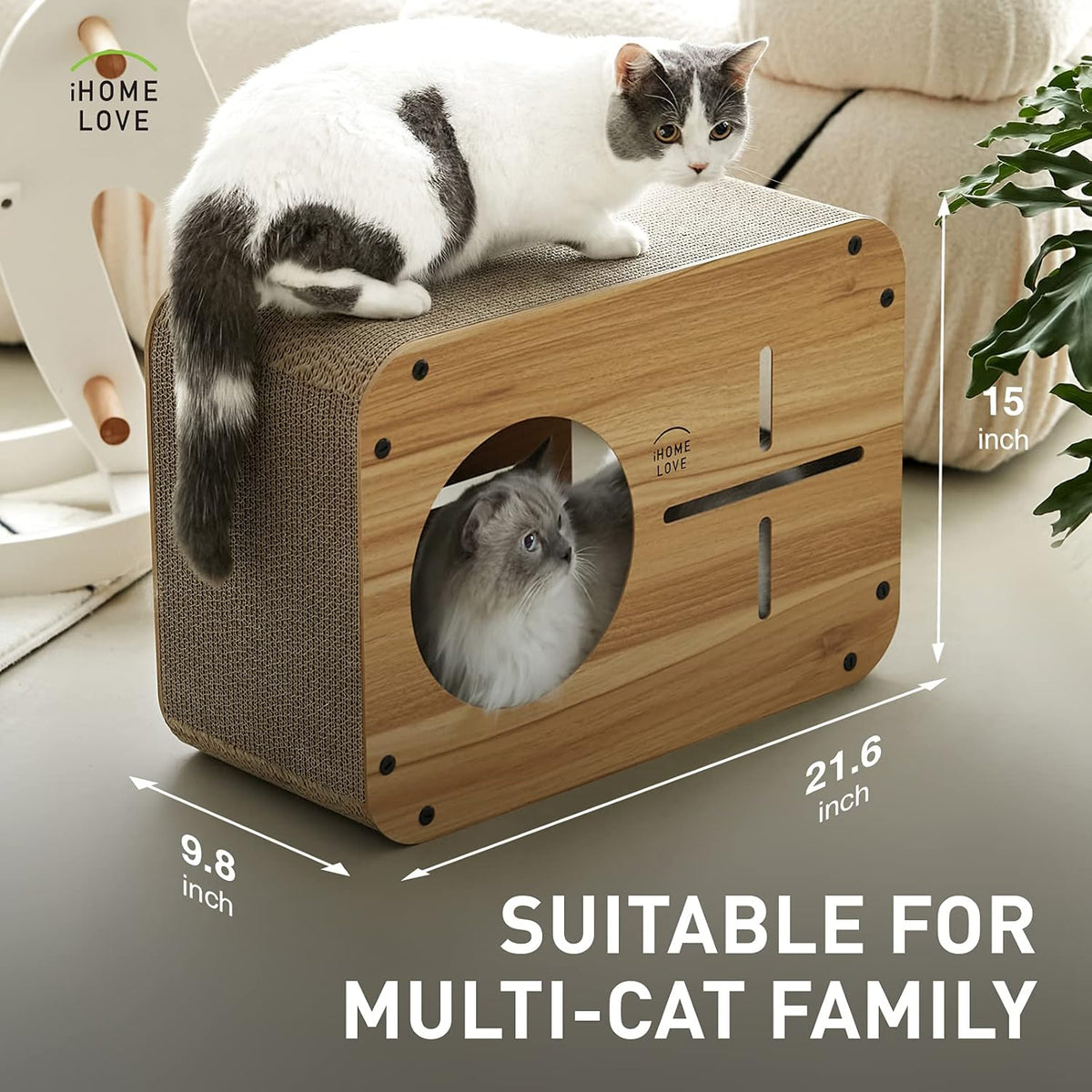 Cat Scratcher Lounge, Cat Scratching Lounger Cardboard, Cat Scratcher Box with Hole for Indoor Kitten Grinding Claws, Sisal Cat Scratcher Furniture Protector