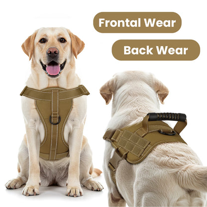 No Pull Dog Harness for Small Dogs, Reflective Dog Vest Harness with Handle, Adjustable Easy on Dog Harness for Training Running Walking, Khaki S