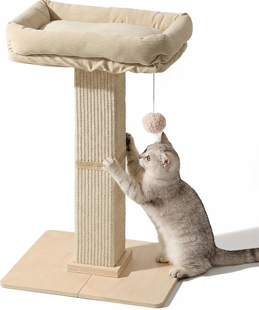 Retro-Style Cat Scratching Post with Perch for Indoor Adult Cats