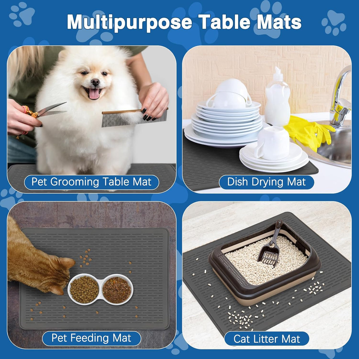 Dog Grooming Table Mat, Non-Slip Silicone Pad, 28 X 19.7 in Black