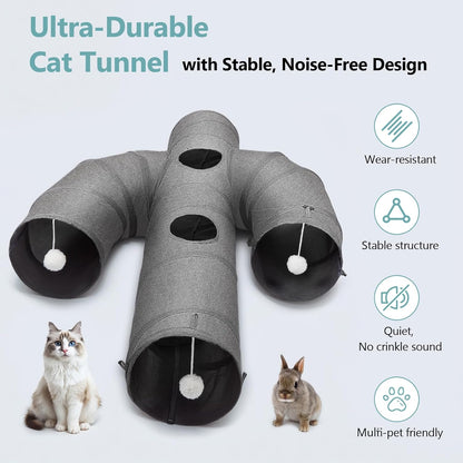 Cactus Cat Tunnel 10" with Peek Holes for Indoor Large Cat, Grey