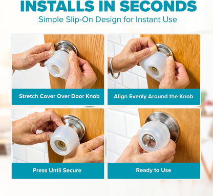 Clear Silicone Door Knob Cover & Wall Protector – Soft Rubber Handle Grip for Arthritis Support and Quiet Damage Prevention (2 Pack)