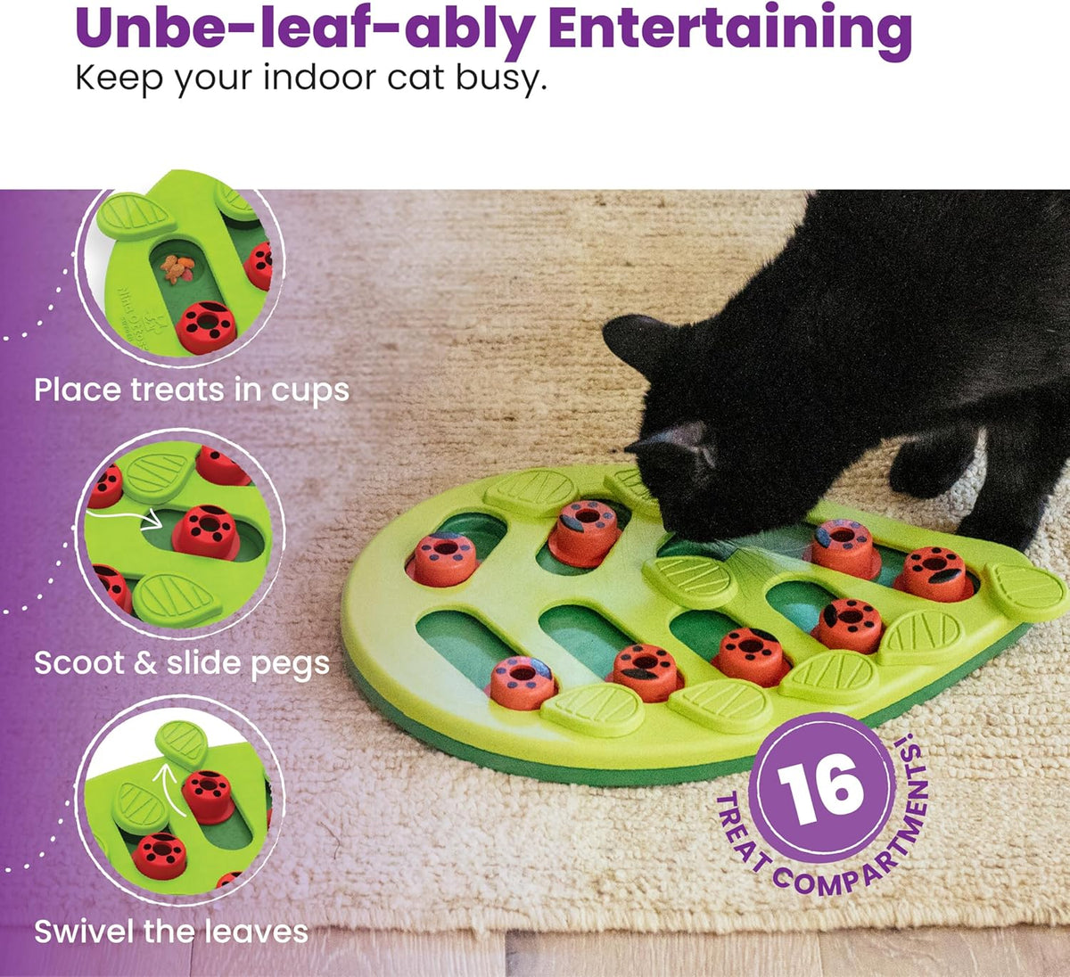 Nina Ottosson Buggin’ Out Puzzle & Play Cat Toy Treat Puzzle, 14"
