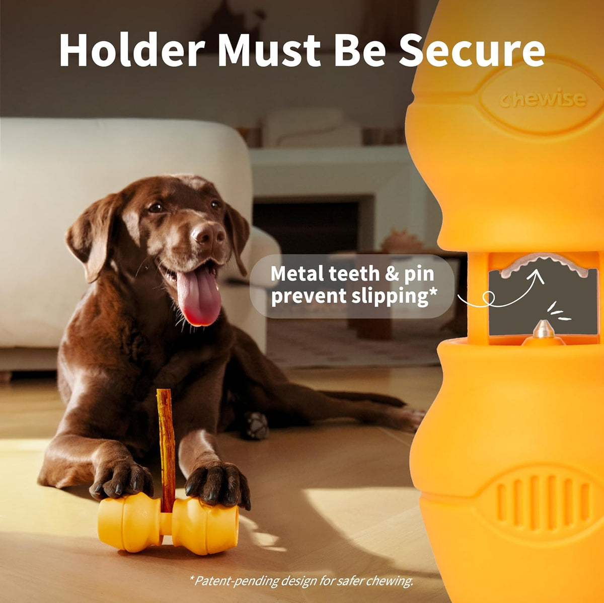 Chewise Bully Stick Holder for Dogs, Metal Teeth Dog Chew Holder