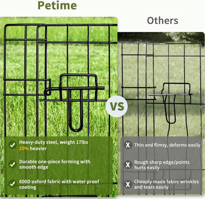 Foldable Metal Dog Exercise Pen/Pet Puppy Playpen Kennels Yard Fence Indoor/Outdoor 8 Panel 24" W X 24" H with Bottom Pad (With Bottom Pad, 8 Panels 24" H)