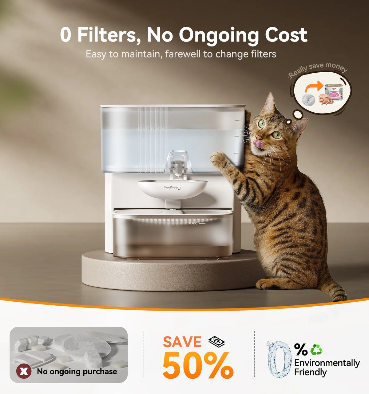 Smart Pet Water Fountain No Filter Needed, 3.5L/118Oz Wireless Cat Water Fountain with Stainless Steel Bowl,Rechargeable Automatic Water Dispenser for Cats and Kitten, White