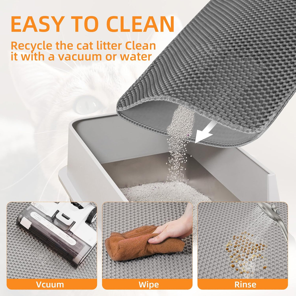 Cat Litter Mat 47"X33" Urine-Proof XL Litter Mat for Litter Box Mat