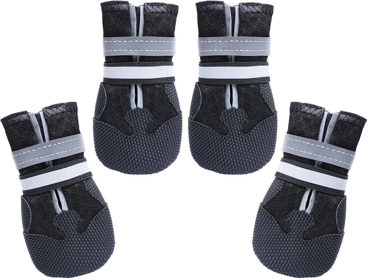 Breathable Dog Boots for Medium Large Dogs,Non-Slip Dog Shoes for Summer Hot Pavement,Lightweight Paw Protector Dog Booties for Outdoor & Indoor Hardwood Floors