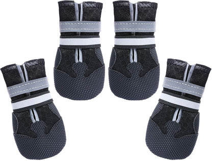 Breathable Dog Boots for Medium Large Dogs,Non-Slip Dog Shoes for Summer Hot Pavement,Lightweight Paw Protector Dog Booties for Outdoor & Indoor Hardwood Floors