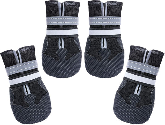 Breathable Dog Boots for Medium Large Dogs,Non-Slip Dog Shoes for Summer Hot Pavement,Lightweight Paw Protector Dog Booties for Outdoor & Indoor Hardwood Floors